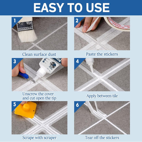 Tile Grout, 2 Pack White Grout Filler Tube, Grout Sealer for Bathroom, Shower, Kitchen, Floor Tile, Fast Drying Grout Pen Paint, Grout Repair Kit ...