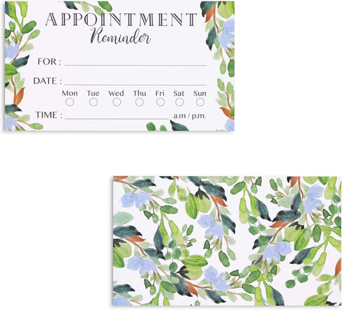 Paper Junkie 200 Pack Green Foliage Appointment Reminder Cards - Double-Sided Design Appointments Reminder Cards for Salons, Dentists, Doctors, Ha...