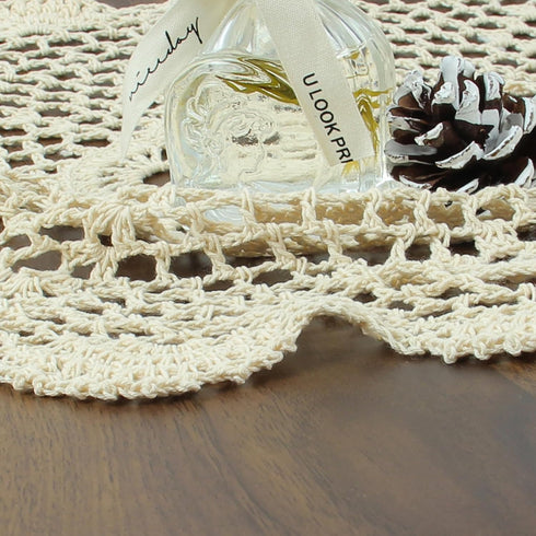 kilofly Crochet Cotton Lace Table Placemats Doilies Set, 2pc, Oblong, Beige,15 x 23 inch...