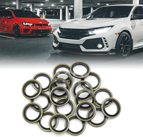 X AUTOHAUX 20pcs Engine Oil Crush Washers Drain Plug Gaskets 12mm ID. 18mm OD. Bronze Tone for Car...