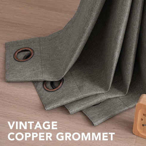 H.VERSAILTEX Linen Blackout Curtain 84 Inches Long for Bedroom/Living Room Thermal Insulated Grommet Linen Curtain Drapes Primitive Textured Burla...