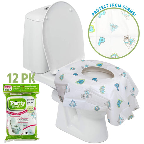 Toilet Seat Covers Disposable (12 Pack) - XL Waterproof Toilet Cover for Toddlers, Kids & Adults - Portable & Individually Wrapped for Travel, Pot...