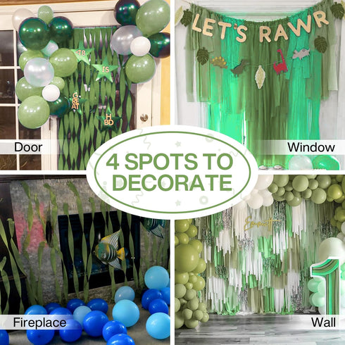 PartyWoo Crepe Paper Streamers 4 Rolls 328ft, Pack of Crepe Paper Kiwi Green Party Streamers, Crepe Paper for Birthday Decorations, Party Decorati...