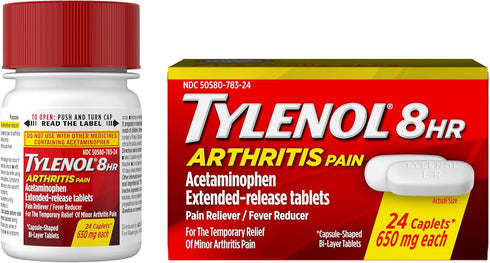 Tylenol 8 Hour Arthritis Pain Relief Extended-Release Tablets, 650 mg Acetaminophen, Joint Pain Reliever & Fever Reducer Medicine, Oral Pain Relie...