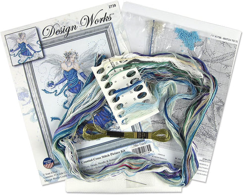 Design Works Crafts Ice Fairy Counted Cross Stitch Kit, Blue, Purple, White...