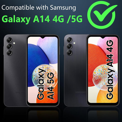 Hensinple Case for Samsung Galaxy A14 5G Phone Case with Glass Screen Protector,360 Full-Body Shockproof Heavy Duty Bumper Protective Case for Sam...