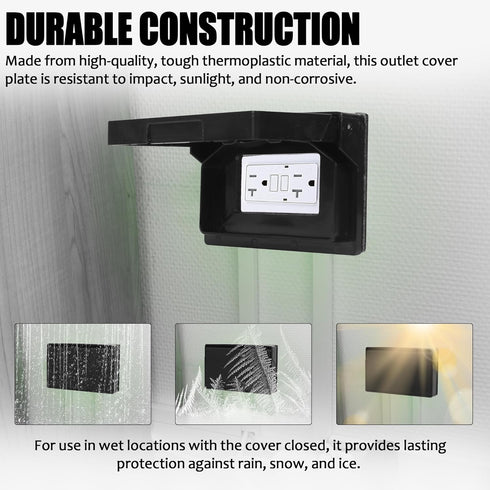 2-Pack RV Exterior Power Outlet Cover Plate (Black) - Weatherproof Seal for GFI/GFCI Receptacles, Durable Thermoplastic with Spring-Loaded Lid...