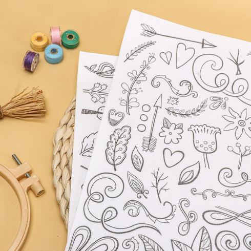 Embroidery Pattern Water Soluble Embroidery Stabilizers, Stick and Stitch Embroidery Paper with Pre-Printed Boho Pattern Transfers for Hand Sewing...
