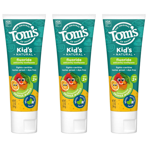 Tom's of Maine ADA Approved Fluoride Children's Toothpaste, Natural Toothpaste, Dye Free, No Artificial Preservatives, Outrageous Orange Mango, 5....