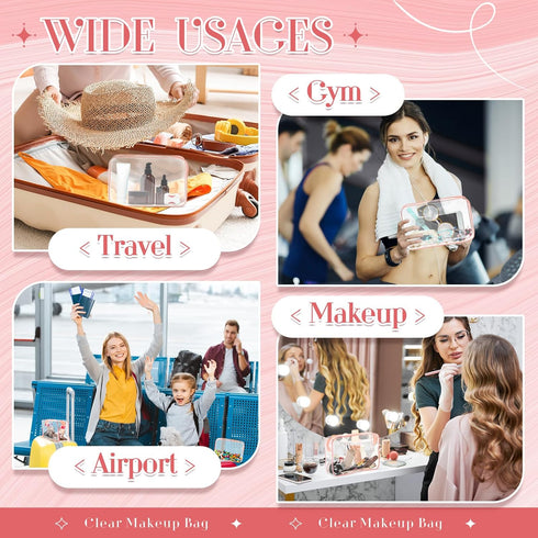 6 Pcs Clear Makeup Bag Clear Toiletry Bags PVC Waterproof Portable Makeup Travel Bag Transparent Cosmetic Bag with Zipper for Women Men Airport Tr...