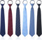 Geyoga 6 Pcs Zipper Ties for Boys Girls Men Women Teenagers Pre Tied Adjustable Blue Necktie Clip for School Uniform Graduation Business Wedding (...