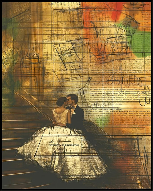 Posterizer 1 pcs-vintage book page and a married couple-Valentine's day themed-Romantic Art-Holiday Poster-Gift for Couples boyfriend girlfriend H...