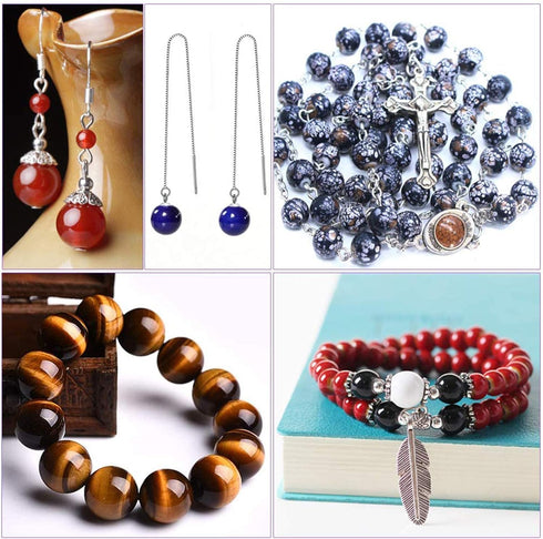 Colle 418Pcs Stone Jewelry Making Kit, Crystal Stone Bracelet Making Kit, Crystal Natural Stone Healing Beads for Jewelry Making, Bracelet Making ...