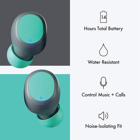 VINYL by Skullcandy True Wireless Bluetooth Earbuds Grey/Teal (V2VYW-N299)...