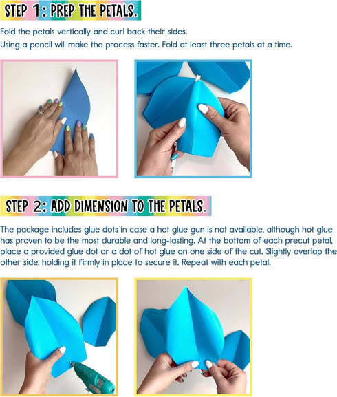 Carson Dellosa Creatively Inspired 3D Flower Bulletin Board Decorations, Blue, Purple, and Green Flower, Paper Flowers Decorations for Wall, Flowe...