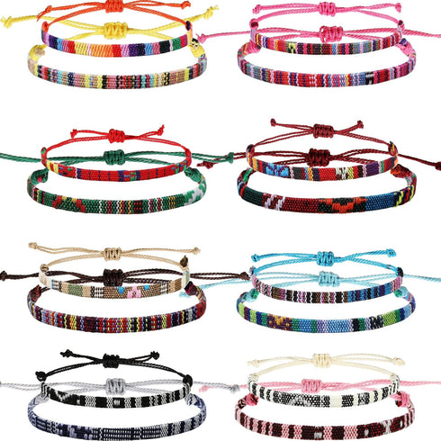 16 Pcs Boho Surfer Ankle Bracelet Set Surfer Bracelet Adjustable Waterproof Ethnic Bracelet Unisex Handmade Braided Bracelets Beach Colorful Thin ...