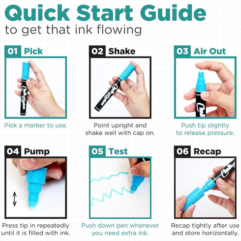 Chalkola Chalk Markers for Blackboard, Chalkboard, Window, Bistro, Car Glass, Board, Wall Calendar (10 Pack, 6mm Reversible Tip) - Wet Wipe Erasab...