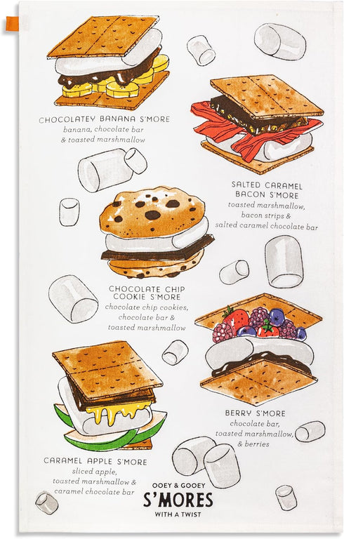 DEMDACO byDesign Serving Collection S'mores Recipe Ooey & Gooey 17 x 28 Cotton Twill Absorbent Kitchen Dish Hand Towel...