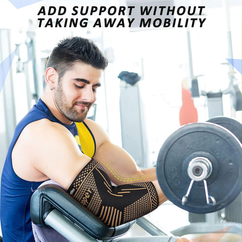 Copper Elbow Brace Compression Sleeve for Pain Relief Men & Women, Arm Support Sleeves Forearm Pain Relief Pads Braces for Tendonitis, Tennis & Go...