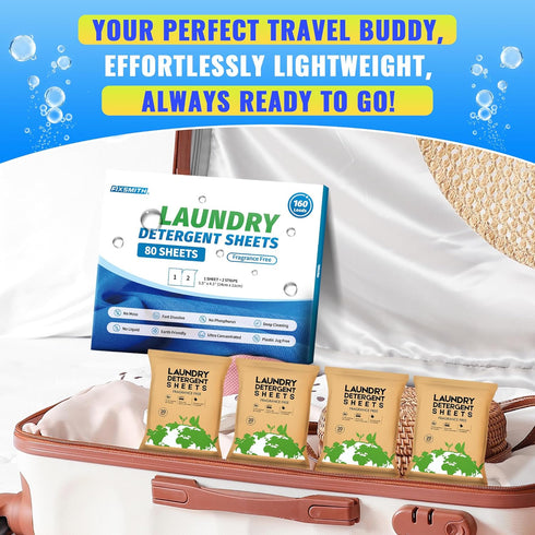 FIXSMITH Laundry Detergent Sheets - 160 Loads (80 Sheets) Fragrance Free - Hypoallergenic,Unscented,Eco Friendly Laundry Detergent Strips Concentr...