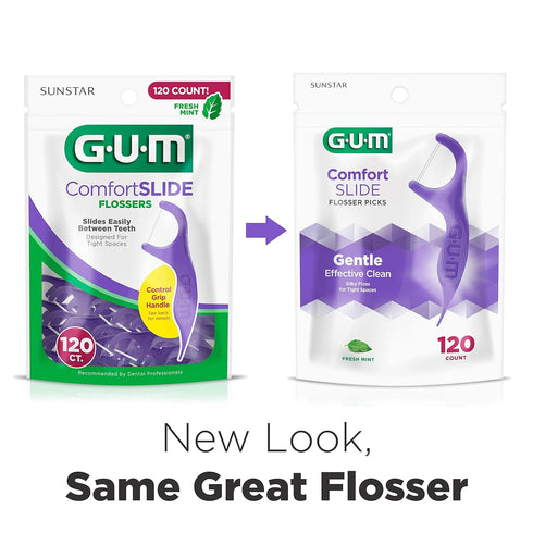 GUM Comfort Slide Floss Picks - Perfect for Tight Teeth - Extra Strong Shred-Resistant Dental Floss, Easy Grip Handle - Dental Flossers for Adults...