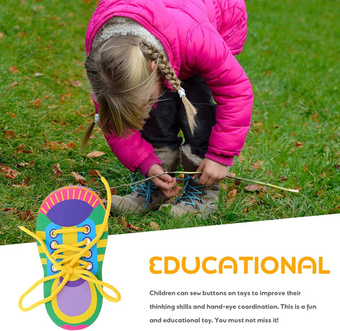 NUOBESTY Shoelace Threading Teaching Toys Learn to Tie Shoelaces Toy Kids Toddlers Fine Motor Skills Toy Early Educational Toys, 5 Sets …...