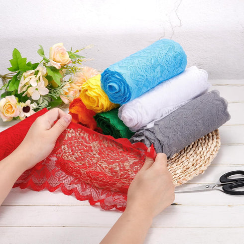 MECCANIXITY 6 Inch Wide 11 Yard Lace Ribbon Floral Pattern Pink Lace Trim Ribbon for Sewing Making, and DIY Crafts, Gift Wrapping, Bouquets, Weddi...