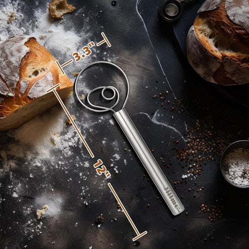 Jillmo Danish Dough Whisk, 12inch Stainless Steel Bread Whisk...