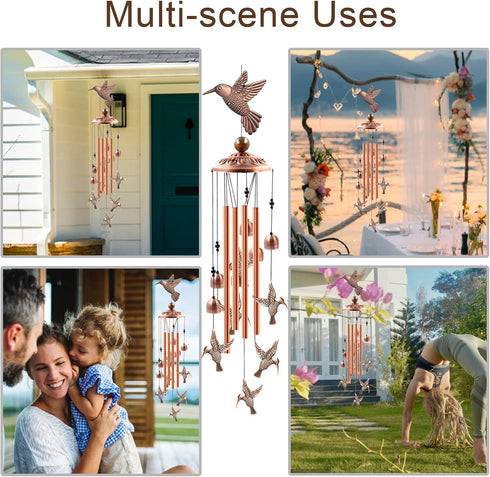 Wind Chimes Outdoor Clearance, Ukulork Aluminum Tube Windchime with S Hook,Patio Garden Decor, Housewarming Gift. (Hummingbird)...