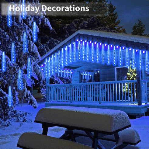 JJGoo Christmas Lights Meteor Shower Rain Lights, 10 Tube 12 inch 240 LEDs Icicle Lights Outdoor Raindrop Lights for Xmas Halloween Wedding Party ...