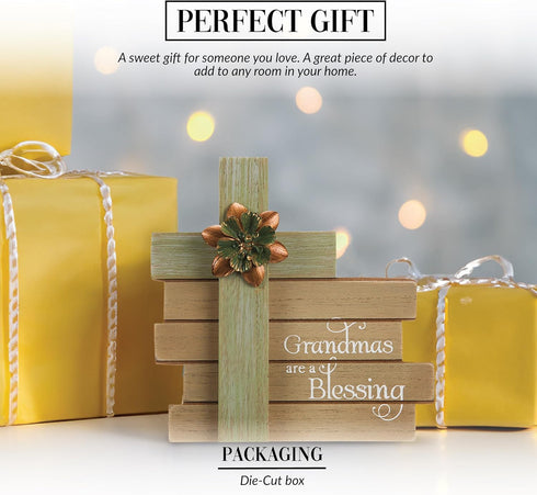 Pavilion Gift Company Simple Spirits - Grandmas are A Blessing Cross Plaque 6 Inch, Solid, Green...