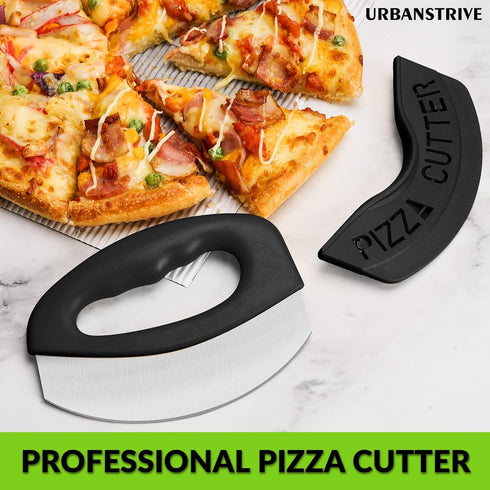 Urbanstrive Heavy Duty Stainless Steel Pizza Cutter with Cover, Super Sharp Blade Pizza Knife Pizza Cutter Rocker, Perfect Kitchen Gadgets for Piz...
