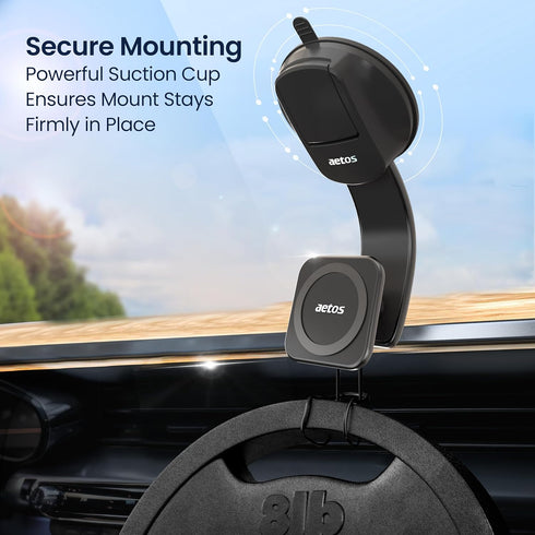 for iPhone MagSafe Car Mount Magnetic Phone Holder with Adhesive Suction Base, Fits iPhone 15/14/13/12 Pro/Plus/Max and Android Phones with Ring A...