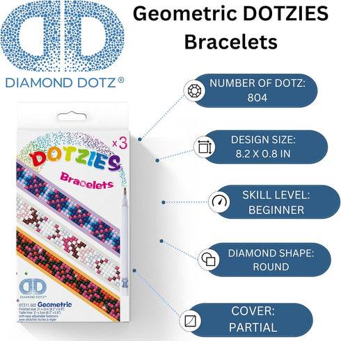 DIAMOND DOTZ ® DOTZIES - Geometric, Diamond Art Bracelet Making Kit Adults, DIY Bracelet Kit, Diamond Painting Bracelet Kit for Adults, Bracelet M...