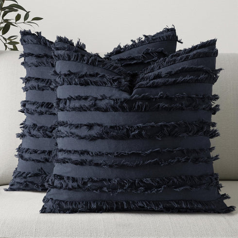 MIULEE Set of 2 Decorative Boho Throw Pillow Covers Linen Striped Jacquard Pattern Cushion Covers for Sofa Couch Living Room Bedroom 18x18 Inch Na...