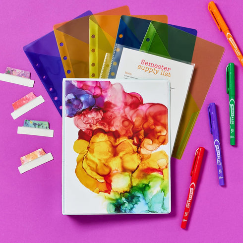 Avery + Amy Tangerine Designer Collection Mini Binder, 5.5" x 8.5", 1 Inch Round Rings, Rainbow Inkblot, 1 Mini 3 Ring Binder (18714)...