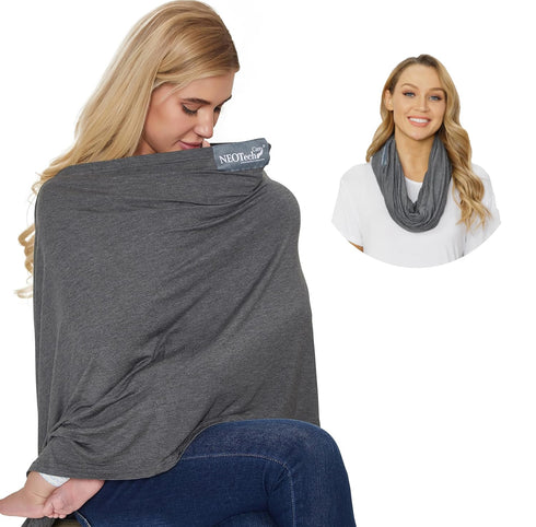 NeoTech Care Baby Nursing Cover Breastfeeding Scarf | Soft Fabric (Gray)...