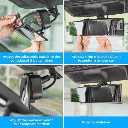 JOYTUTUS Rear View Mirror, Universal 11.81 Inch Panoramic Convex Rearview Mirror, Interior Clip-on Wide Angle Rear View Mirror to Reduce Blind Spo...