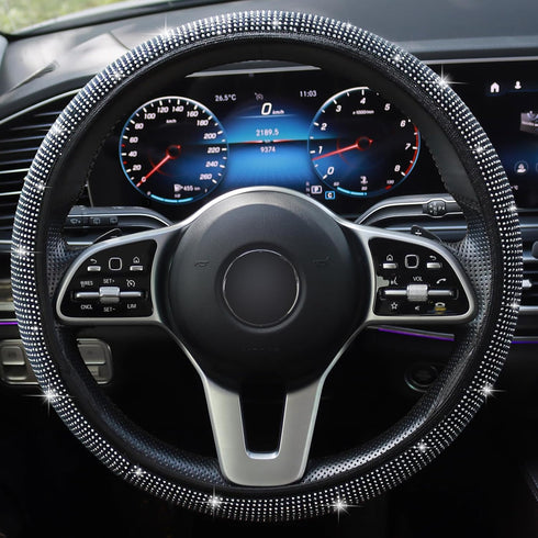 Bling Steering Wheel Cover, Rhinestones Steering Wheel Cover Crystal Diamond for Women, Sparkling Car Wheel Protector Universal Fit 14-15 inches -...