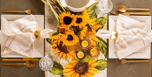 DII Table Top Décor Collection Spring & Summer Table Runner, 14x108, Rustic Sunflowers Print...