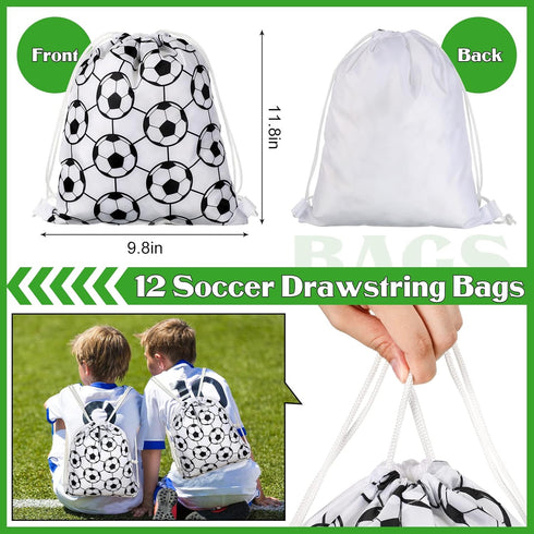 48 Pcs Soccer Party Favors Supplies, 12 Soccer Silicone Bracelet 12 Soccer Drawstring Treat Bag 12 Mini Soccer Stress Ball and 12 Soccer Keychains...