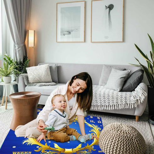 Royal Blue Gold Theme Baby Monthly Milestone Blanket Royal Blue Crown Prince or Princess Newborn Photo Background Mom Gift Baby Party Decor New Ba...