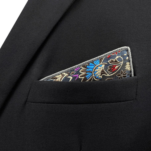 SHLAX&WING Floral Multicolor Silk Pocket Square Mens Hankies Hanky...