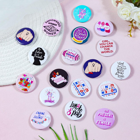 24 Pcs Feminist Pin,Feminist Power Brooch Women's Rights Badge Pins Novelty Female Buttons Pins Decor for Clothes Backpacks Hats (C4)...