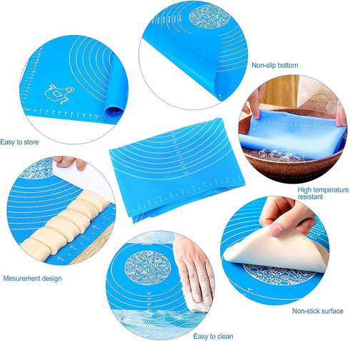 27.6x19.7in Silicone Baking Mat Sheet Pastry Mat with Measurement, Non-Slip Pastry Rolling Mat, Non-Stick Dough Kneading Board Mat, Bread Fondant ...