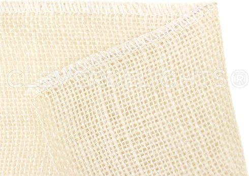 CleverDelights 2.5" Ivory Burlap Ribbon - Wired Edges - 25 Yards - Jute Burlap Fabric...