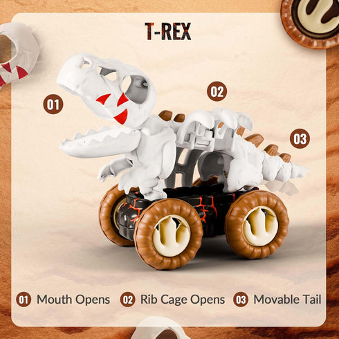 iPlay, iLearn ???????? ?????? Dinosaur Monster Truck Toys for Toddlers 1-3, Skeleton Pull Back Dino Car for Kids 2-4 Year, Boy Cool T-Rex Fossil V...