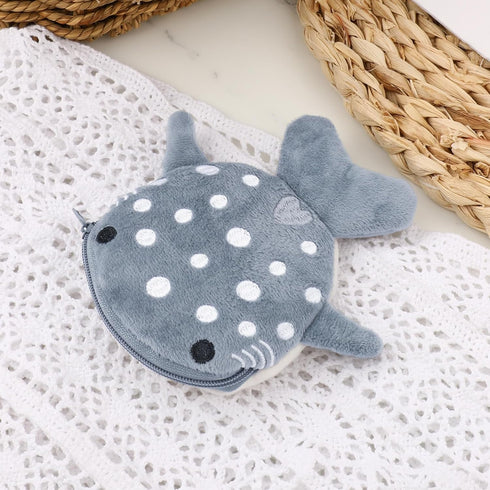 Shark Coin Purse Cute Small Wallet Plush Cartoon Cosmetic Items Bag Animal Zipper Keychain Change Purse Mini Earphone Bag Funny Novelty Coin Pouch...