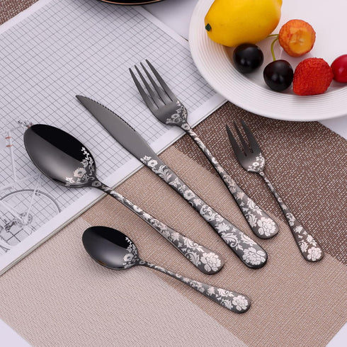 Camping Flatware, 10 Pieces Stainless Steel Stable Portable Travel Utensils, Reusable Silverware with Case for Fixing Tableware, Outdoors Picnic C...