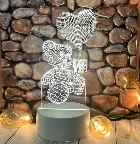 Acrylic Night Table Lamp with 33 Inch Power Cord Included (Bear)...